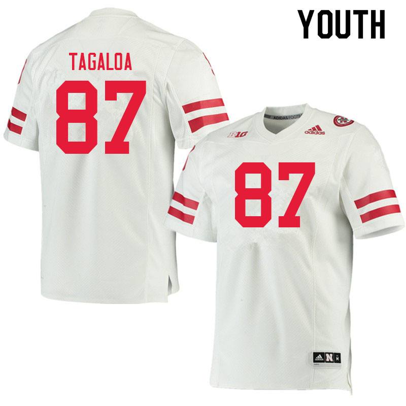 Youth #87 Brodie Tagaloa Nebraska Cornhuskers College Football Jerseys Sale-White - Click Image to Close
